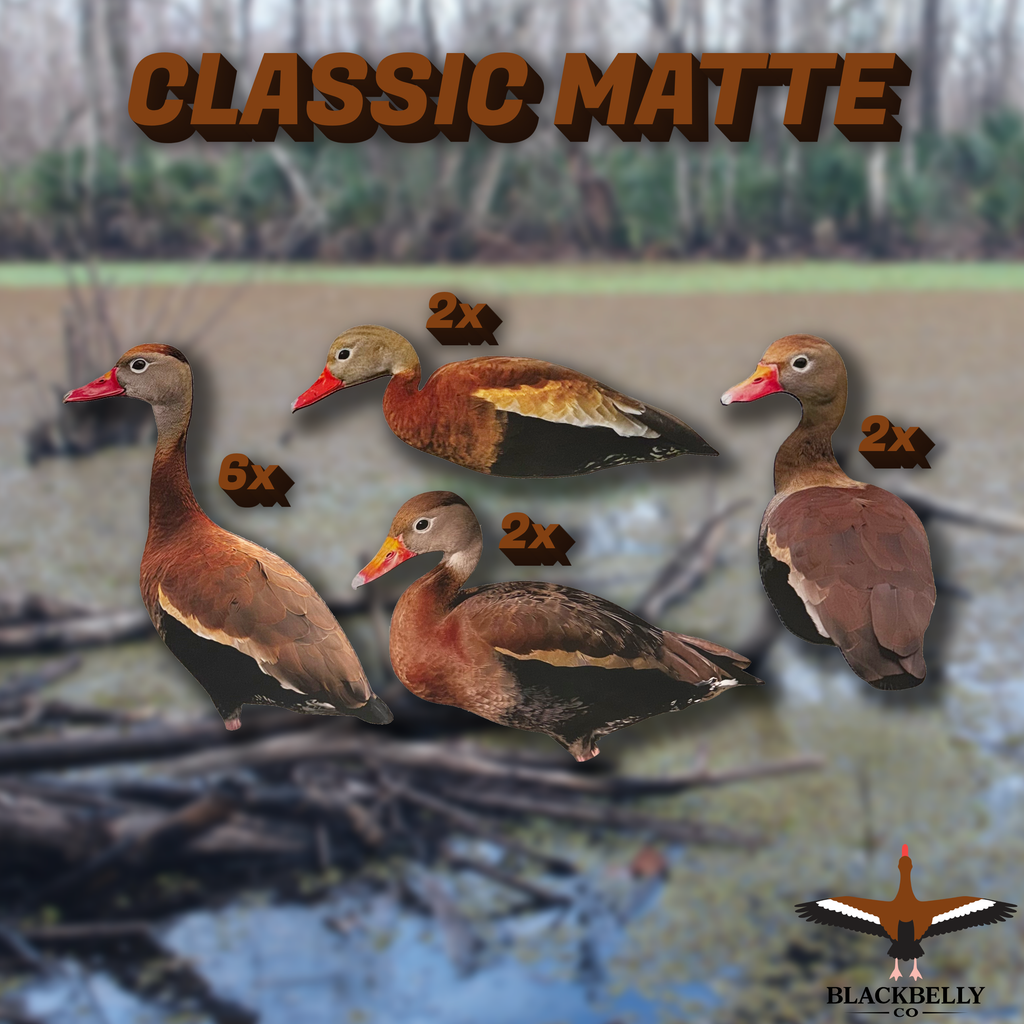 Classic Matte Black-Bellied Whistling Duck Silhouette Decoys - 1 Dozen with 24" Stakes