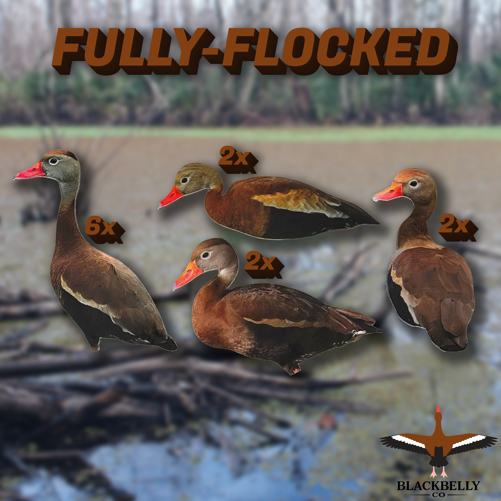 Fully Flocked Black-Bellied Whistling Duck Silhouette Decoys - 1 Dozen with 24" Stakes