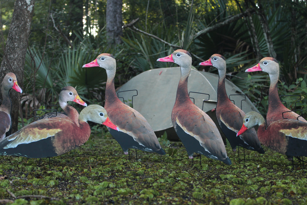 Classic Matte Black-Bellied Whistling Duck Silhouette Decoys - 1 Dozen with 24" Stakes